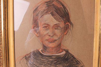 null D'après Jean-François MILLET 

Portrait de jeune fille 

Pastel sur papier....