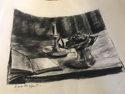null Denise PHILIPPE (20th)

Still life with bouquet and candlestick 

Charcoal on...