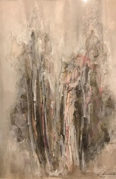 Pierre LECOMTE (20th) 

Trees 

Watercolor...