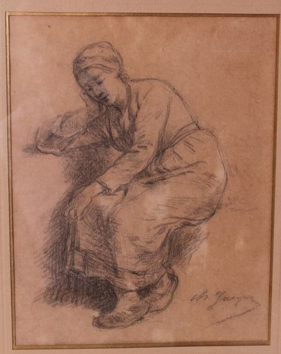 null Charles JACQUES (1879-1959)

Two framed drawings: 

- Drowsy woman. Sanguine,...