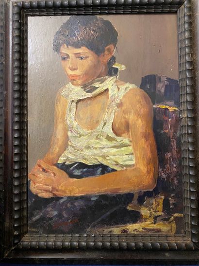 null Italian school (20th century)

Young boy 

Oil on panel 

47 x 33 cm