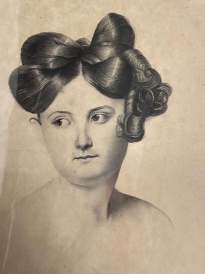 null Ecole française du XIXe siècle 

Portrait de jeune femme 

Crayon sur papier

51...