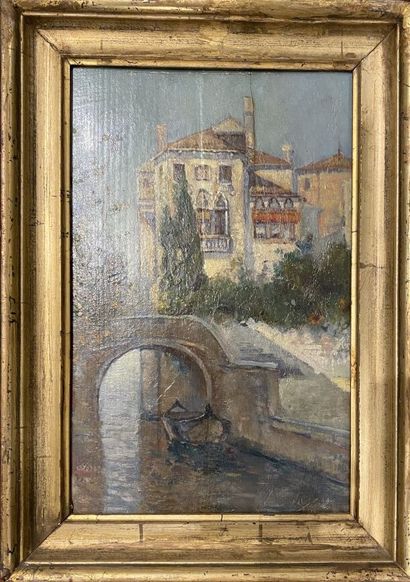 null Ecole française du XIXe siècle 

Paysage au pont

Huile sur panneau, signée...
