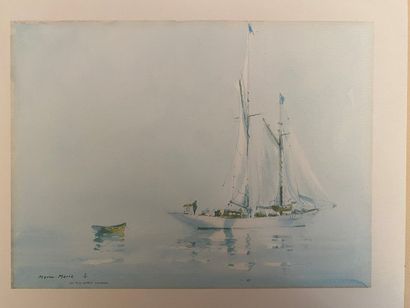 null After Marin MARIE (1901-1987) 

"Sailing boat at anchor

Reproduction 

 32...