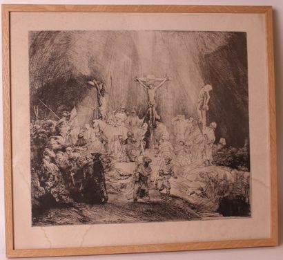 null Set of framed prints after engravings by Rembrandt Harmensz. van Rijn , including...