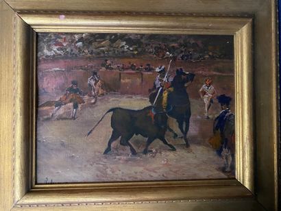 null Spanish school (20th century)

Bullfighting scene

Oil on panel, signed lower...