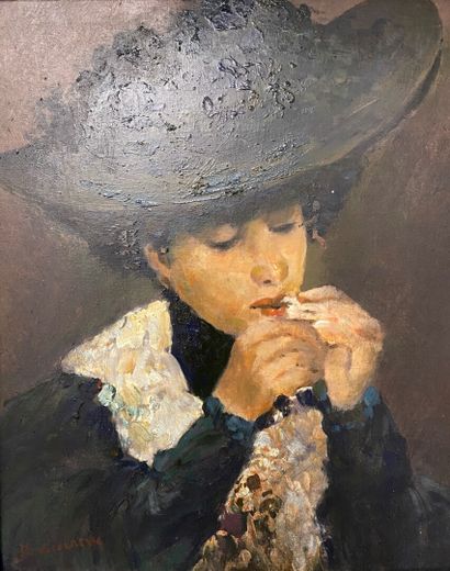 null Italian school (20th century) 

Woman with a hat

Oil on panel, signed lower...