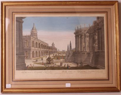 null TWO OPTICAL VIEWS including:

- View of Rome (The imperial palace and the temple...