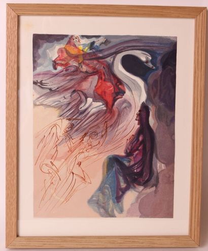 null Set of framed prints including : 

- After Salvador Dali

The Swan

Lithograph

29...