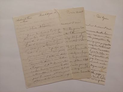 null HEBERT (Ernest) (1817-1908) 3 documents. 		

3 Lettres autographes signées,...