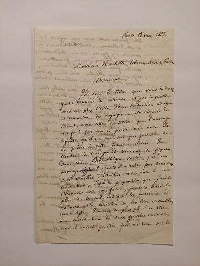 null RENAN (Ernest) (1823-1892) 				

Lettre autographe signée à Monsieur Hachette,...