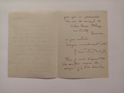 null COLETTE (Sidonie-Gabrielle) (1873- 1954) 			 

Lettre autographe signée « Colette...
