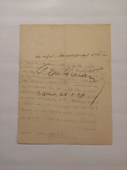 null MONTHERLANT ( Henry de) (1895-1972) 			

Lettre autographe signée, « Solesmes,...