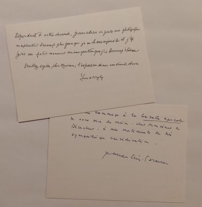 null SAVANTS 2 documents 			 

Broglie (Louis de) carte autographe signée 11 janvier...