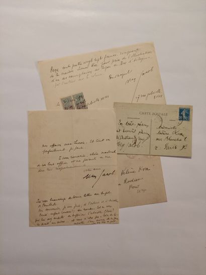 null JACOB (MAX) (1876-1944). 					

Lettre et carte autographes signées à Hélène...