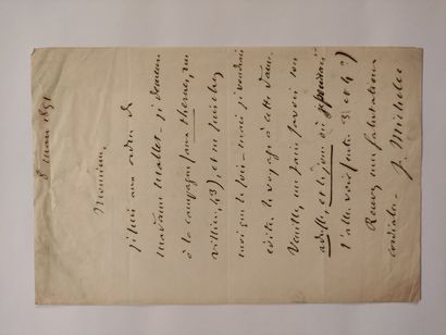null MICHELET (Jules) (1798-1874) 				

Lettre autographe signée, (s.l.) 8 mars 1851....