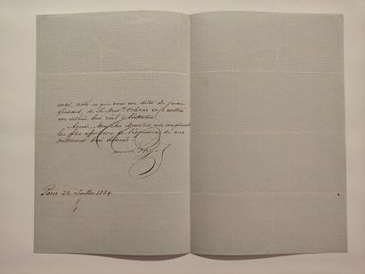 null PLEYEL (Camille) (1788-1855) 				

Lettre signée, Paris 22 juillet 1854, 1 page...