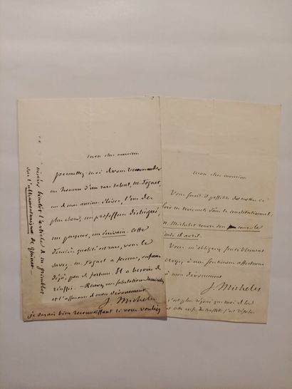 null MICHELET (Jules) (1798-1874). 2 documents. 		

Lettre autographe signée à «...