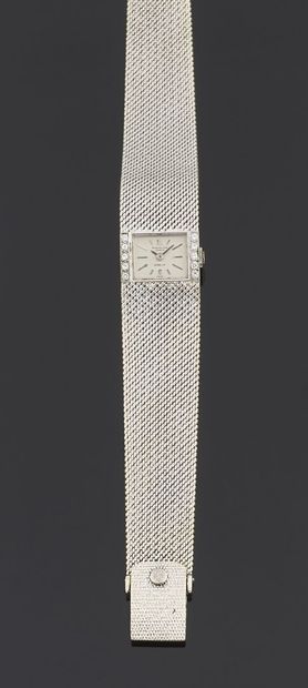 null Montre bracelet de dame en or gris 750 millièmes, la montre de forme rectangulaire,...