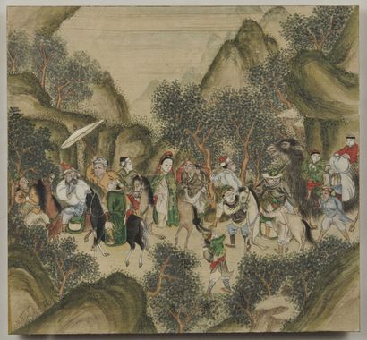 null CHINE - XIXe siècle

Fragment de peinture, encre et couleurs sur soie, représentant...