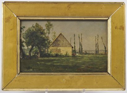 null Eugène DECAN (1829-1894)

Vue d'une ferme 

Huile sur panneau, signée en bas...