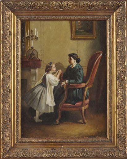 null François Louis LANFANT DE METZ (1814-1892)

La broderie 

Huile sur toile, signée...
