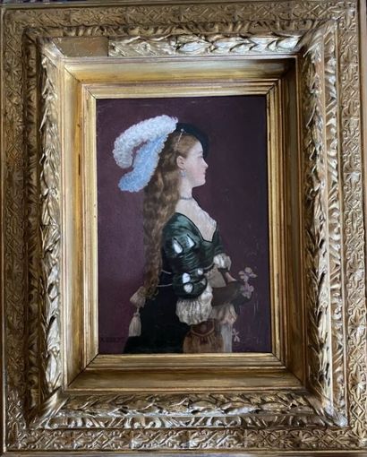 null G. ROBERT (XIXe siècle)

Portrait de femme de profil 

Plaque en porcelaine...