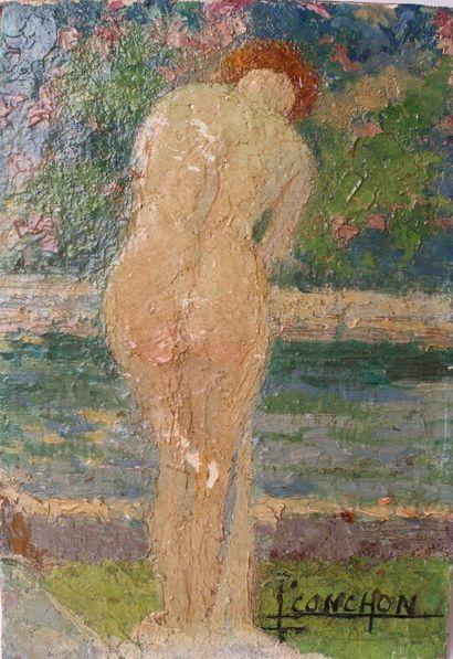 null L. CONCHON (XXe)

Femme nue près d'une rivière

Huile sur panneau, signée en...
