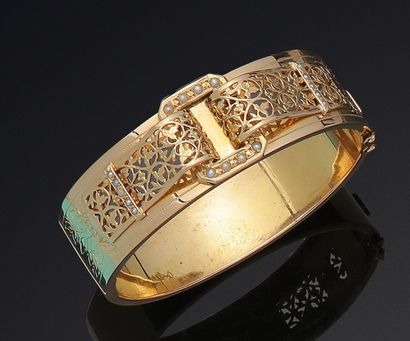 Bracelet rigide ouvrant en or jaune 750 millièmes,...