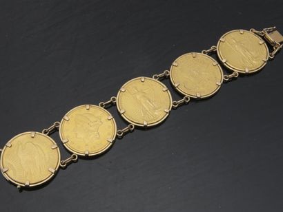 Bracelet articulé en or jaune 750 millièmes...