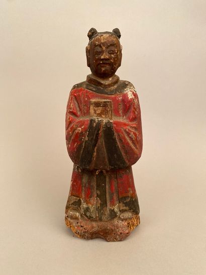 null CHINA, 19th century 


Polychrome painted wood sculpture, representing a dignitary.


H.:...
