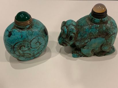 null CHINA - 20th century


Two carved turquoise snuff bottles, one in the shape...