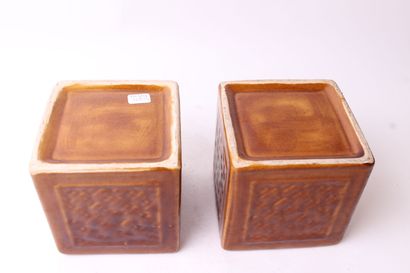 null CHINA


Pair of square-shaped flower boxes in brown glazed stoneware.


L. 13...