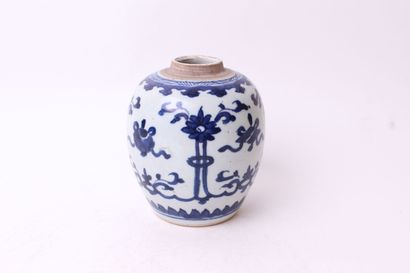 null CHINE, XIXe siècle 


Pot à gingembre à décor bleu sous couverte de fleurs et...