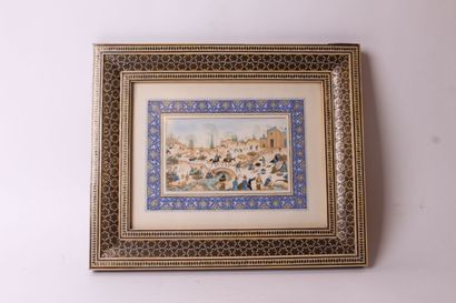 null Indo-Persian miniature on ivory representing 


8 x 13 cm


In a bone frame...