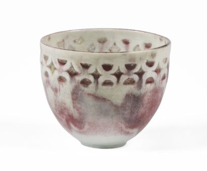 Porcelain bowl with openwork edge with red...