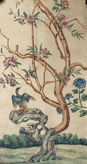 null Chinese modern school


Bird perched near a tree


Gouache on paper pasted on...