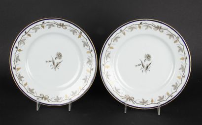 null CHINA


Two porcelain plates with grisaille and gold decoration in the center...