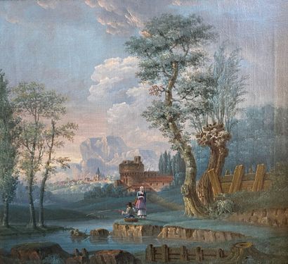 null Attribué à Louis BÉLANGER (1736/56-1816) 

Les pecheurs au pied de la tour 

Huile...
