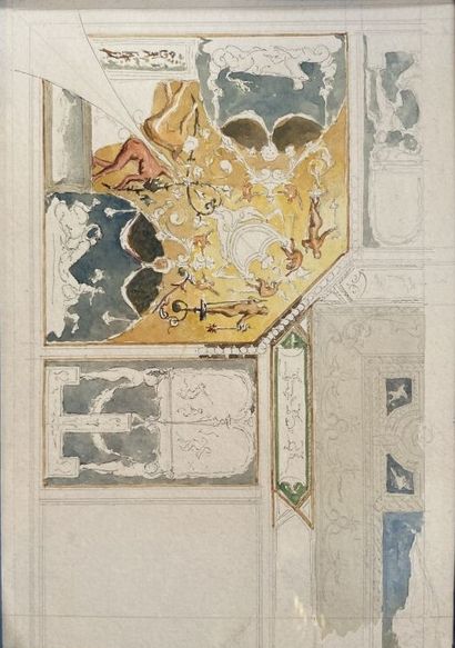null École du XIXe siècle 

Quatre projets de décors de plafond 

Encre et aquarelle...