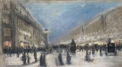 null Attribué à Jean BÉRAUD (1849-1935)

Vue de Paris, les Grands boulevards 

Pastel...