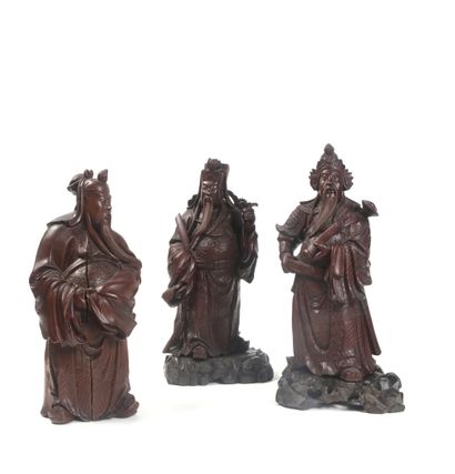null CHINA - 19th century

Three statuettes representing the Three Star Gods (Fu...