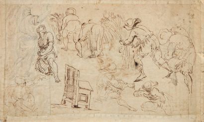 null Entourage of Raymond LAFAGE

Sheet of studies on both sides

Pen and brown ink,...