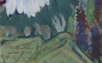 null * Mathurin MÉHEUT (1882-1958) 

Wheelbarrow and flowers of the fields 

Gouache...