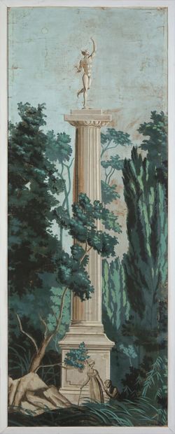 null Jardins de Bagatelle, partie de papier peint panoramique, Manufacture Dufour...