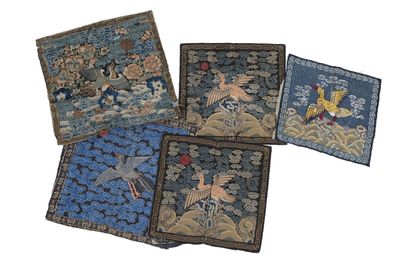 null CHINA - 19th century

Set of six mandarin squares, two pairs of which are embroidered...