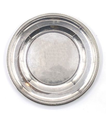 Round dish in plain silver 950 thousandth,...