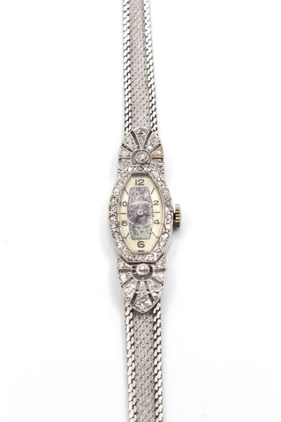 null Watch bracelet of lady out of white gold 750 thousandths and platinum 850 thousandths,...