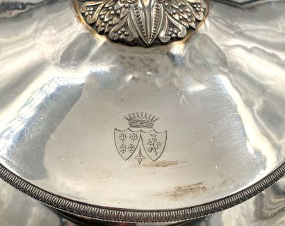 null A covered vegetable dish and its tray in silver 950 thousandth, decorated with...