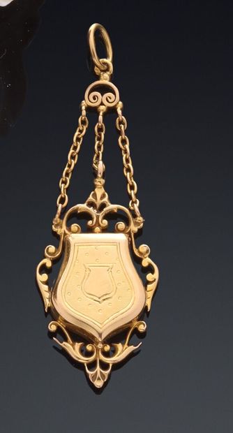null Pendant medallion opening in yellow gold 750 thousandth, the front decorated...